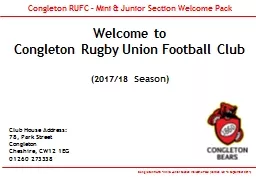 Welcome to  Congleton Rugby Union Football Club