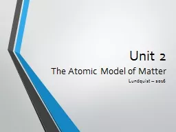 PPT-Unit 2 The Atomic Model of Matter