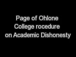 Page of Ohlone College rocedure on Academic Dishonesty