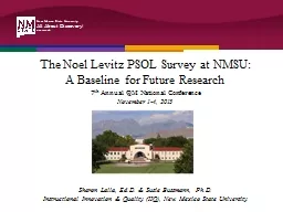 The Noel Levitz PSOL Survey at NMSU: