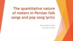 The quantitative nature of meters in Persian folk songs and pop song lyrics