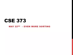 Cse  373 May 22 nd   – Even more sorting