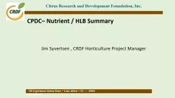 CPDC–  Nutrient / HLB Summary