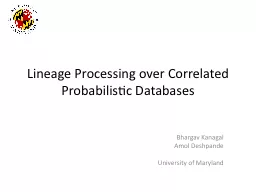 Lineage Processing over Correlated Probabilistic Databases