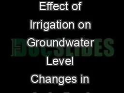 GIS Based Assessment Effect of Irrigation on Groundwater Level Changes in Agricultural