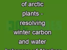 Cold -season gas exchange of arctic plants - resolving winter carbon and water balances