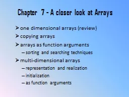 Chapter 7 - A closer look at Arrays