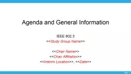 Agenda and General Information