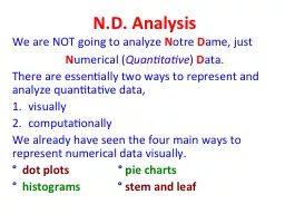 N.D. Analysis We are NOT going to analyze