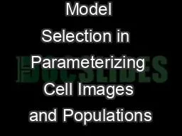 Model Selection in  Parameterizing Cell Images and Populations