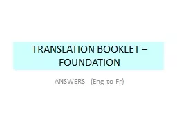 TRANSLATION  BOOKLET – FOUNDATION