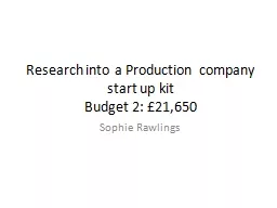 Research into a Production company start up kit
