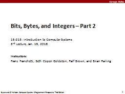 Bits, Bytes, and Integers – Part 2