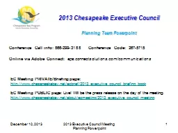 1 2013 Chesapeake Executive Council