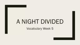 A Night Divided  Vocabulary Week 5