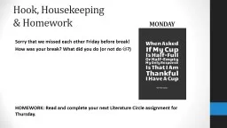 Hook, Housekeeping  & Homework