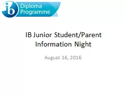 IB Junior  S tudent/Parent Information Night