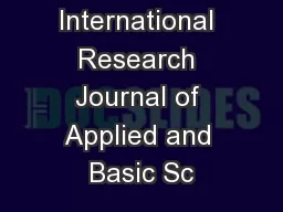 International Research Journal of Applied and Basic Sc