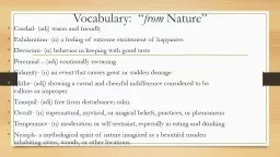 Vocabulary:  “ from  Nature”