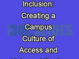 Multiple Means of Inclusion: Creating a Campus Culture of Access and Universal Design