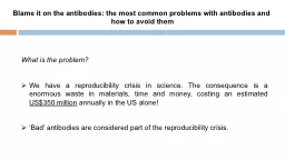 Blame it on the antibodies: the most common problems with antibodies and