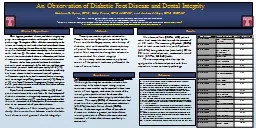 An Observation of Diabetic Foot Disease and Dental Integrity
