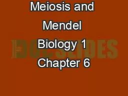 Meiosis and Mendel Biology 1 Chapter 6