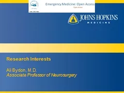 Research Interests Ali Bydon, M.D.