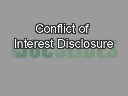 Conflict of Interest Disclosure