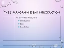 The 5 Paragraph Essay: Introduction