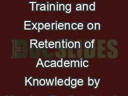 Effect of Training and Experience on Retention of Academic Knowledge by Nursing Professionals