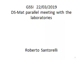 GSSI  22/03/2019 DS-Mat parallel meeting with the laboratories