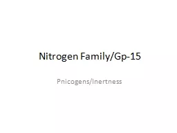 Nitrogen Family/Gp-15 Pnicogens