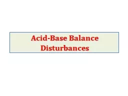 Acid-Base Balance Disturbances