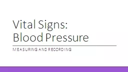 Vital Signs: Blood Pressure