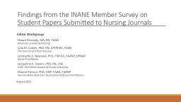 Findings from the INANE Member Survey on Student Papers Submitted to Nursing Journals