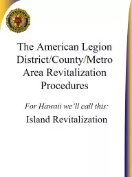 The American Legion District/County/Metro Area Revitalization Procedures