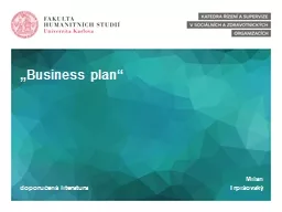 „Business  plan “ doporučená literatura