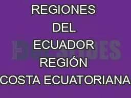 REGIONES DEL ECUADOR REGIÓN COSTA ECUATORIANA