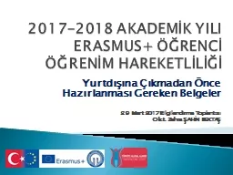 2017-2018 AKADEMİK YILI ERASMUS+ ÖĞRENCİ ÖĞRENİM HAREKETLİLİĞİ