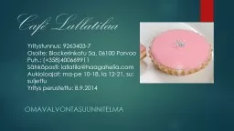 Café  Lallatilaa Omavalvontasuunnitelma