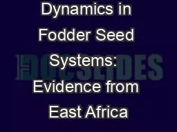 Gender Dynamics in Fodder Seed Systems:  Evidence from East Africa