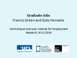 Graduate Jobs  Francis Green and Golo Henseke