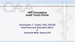 HPE Orientation Audit Touch Points