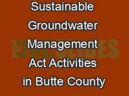 Sustainable Groundwater Management Act Activities in Butte County