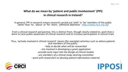 What do we mean by ‘patient and public involvement’ (PPI)