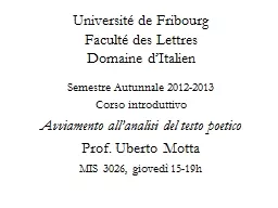 Université de Fribourg Faculté des Lettres