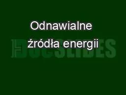 Odnawialne źródła energii