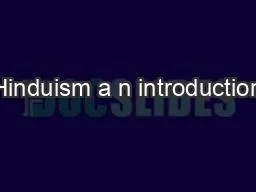 Hinduism a n introduction