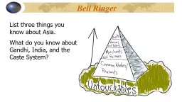 Bell Ringer List three things you know about Asia.